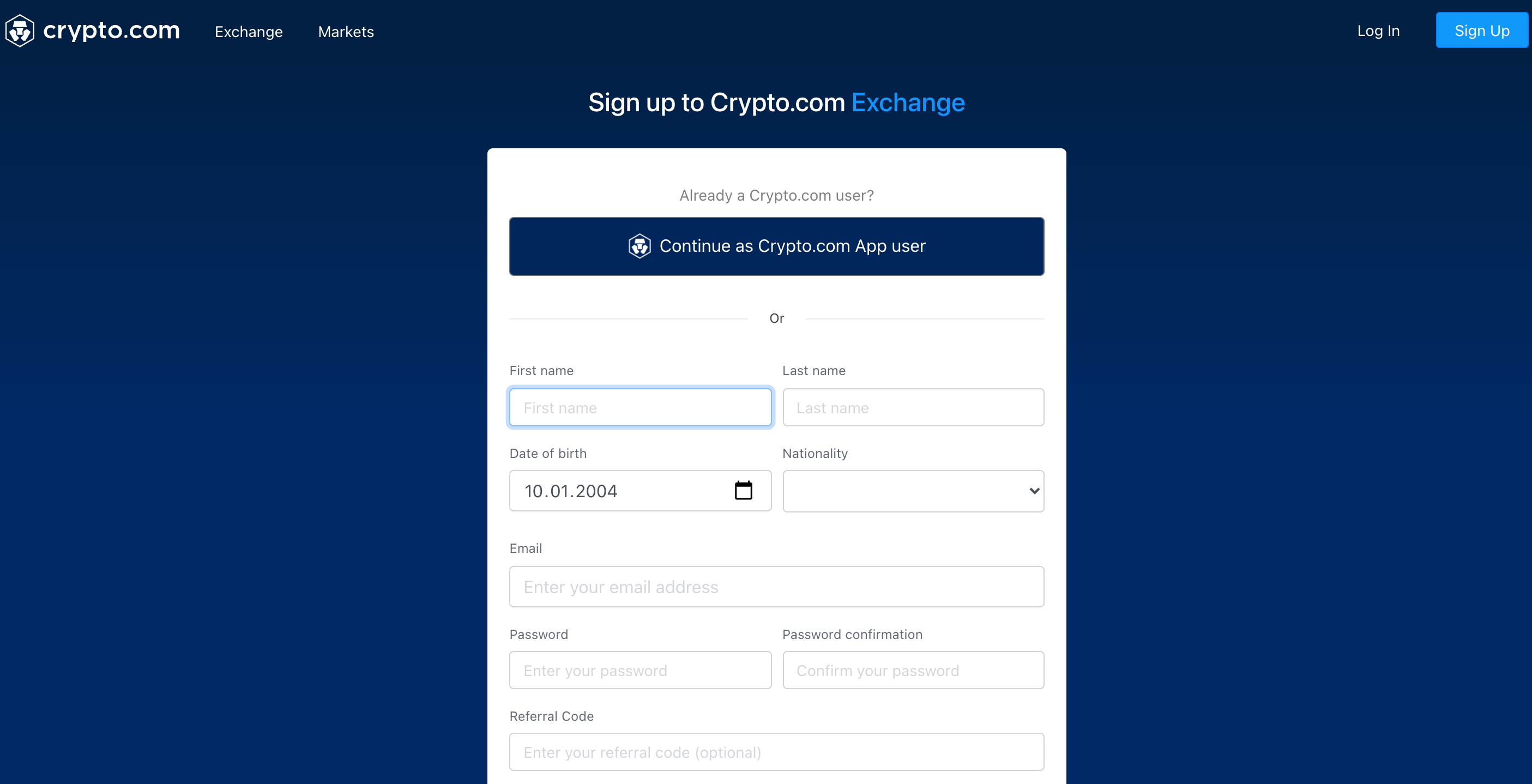 How to open an account with Crypto.com