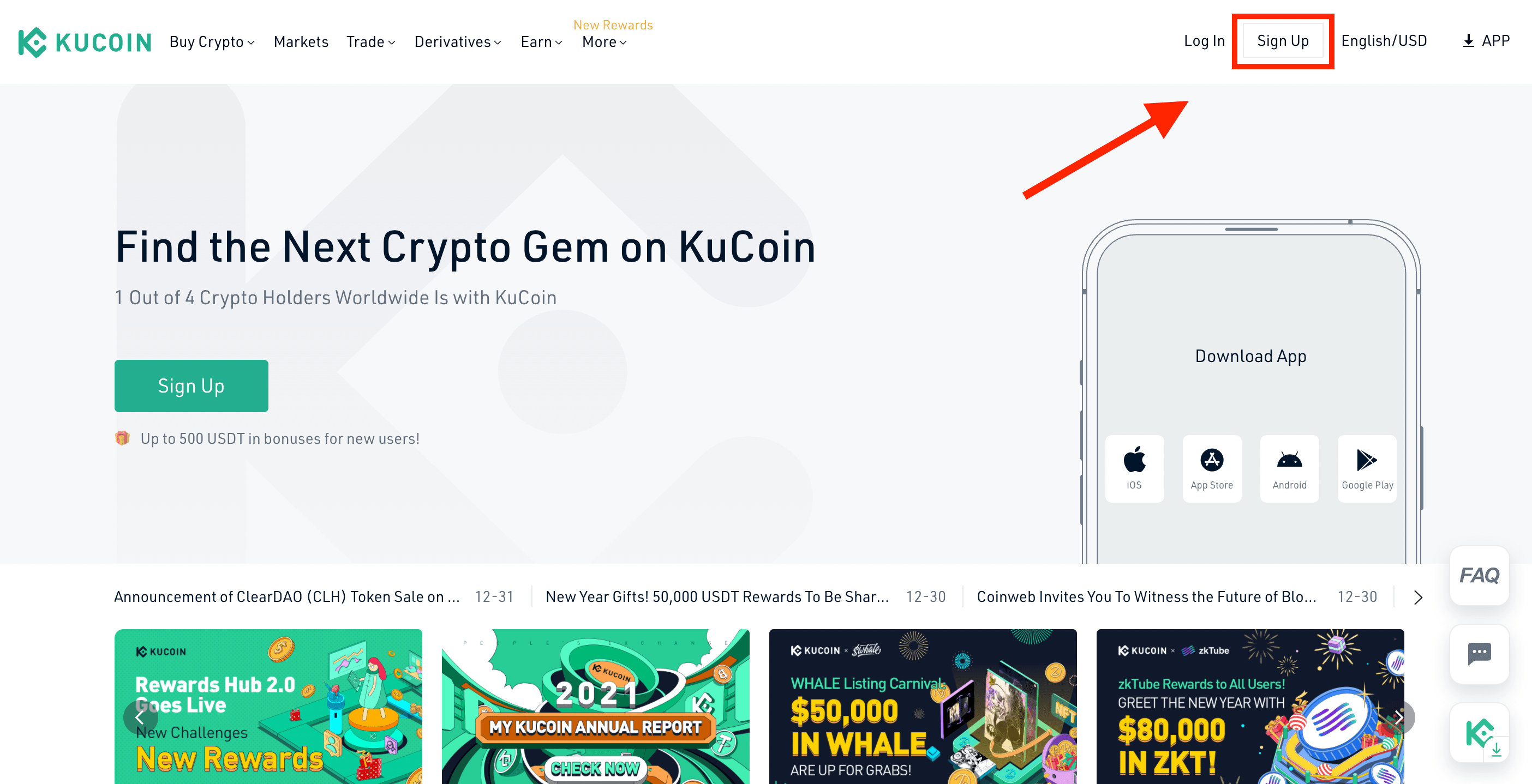 Registration on the KuCoin exchange