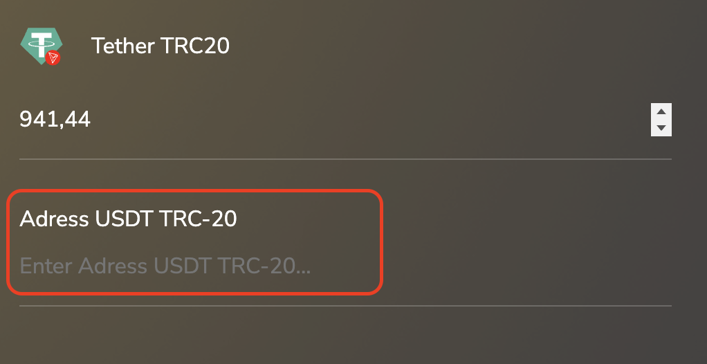 Wallet address entry