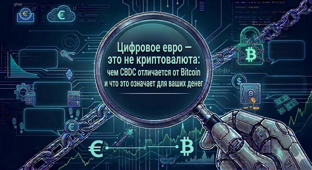 Цифровое евро — это не криптовалюта: чем CBDC отличается от Bitcoin и что это означает для ваших денег