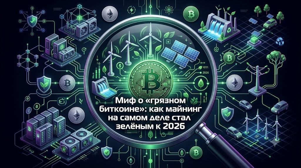 Миф о «грязном биткоине»: как майнинг на самом деле стал зелёным к 2026